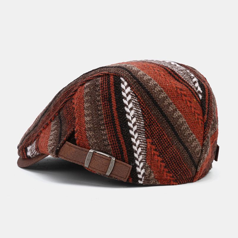 Heren Gebreide Streeppatroon Patchwork Retro Casual Outdoor Hoed Baret Hoed