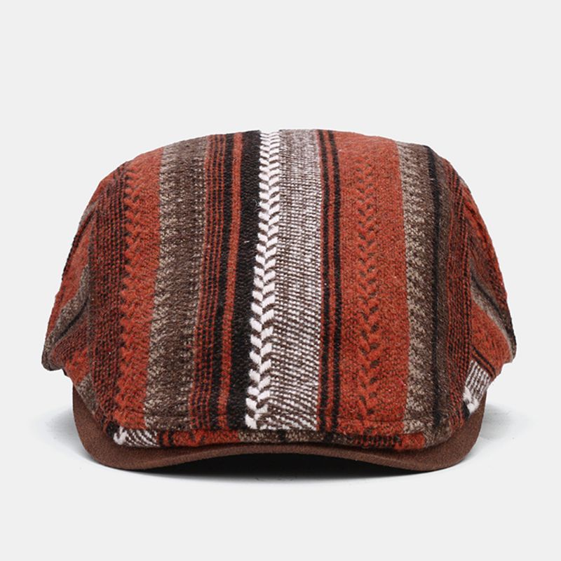 Heren Gebreide Streeppatroon Patchwork Retro Casual Outdoor Hoed Baret Hoed