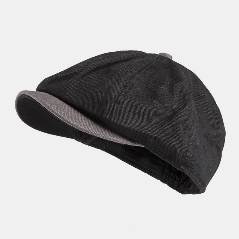 Heren Katoen Britse Stijl Street Trend Contrast Kleur Outdoot Zonneklep Forward Hat Baret Hat Achthoekige Hoed