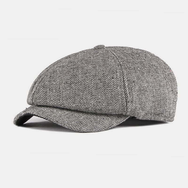 Heren Katoen Britse Stijl Street Trend Streeppatroon Outdoot Retro Forward Hat Baret Hat Achthoekige Hoed