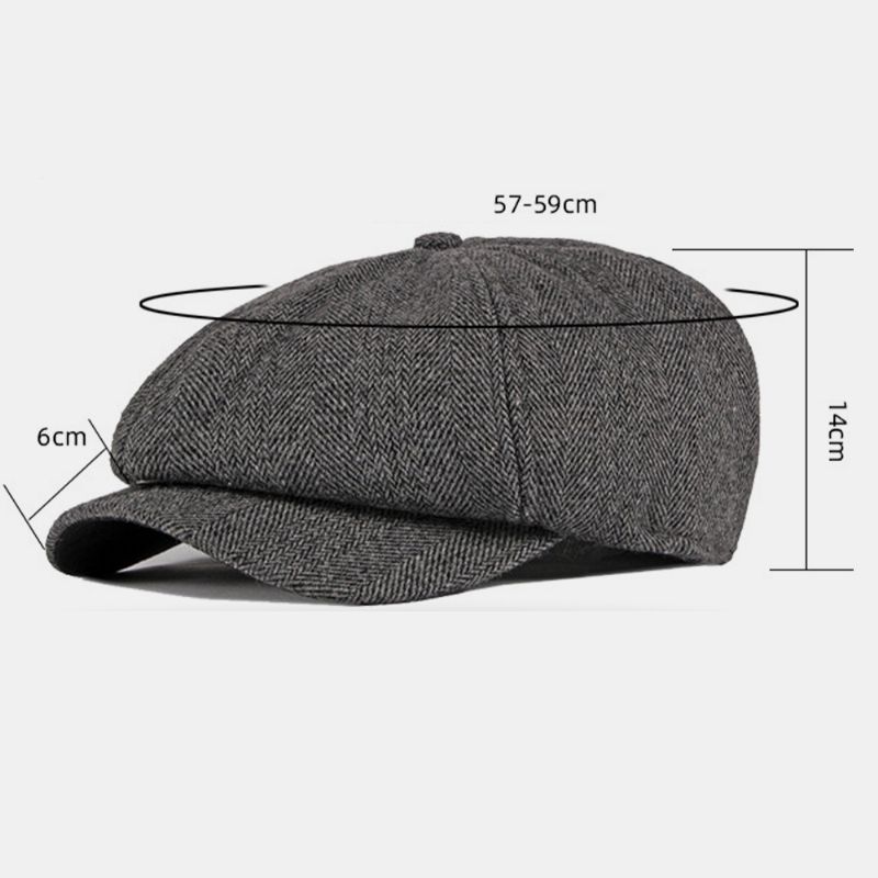 Heren Katoen Britse Stijl Street Trend Streeppatroon Outdoot Retro Forward Hat Baret Hat Achthoekige Hoed