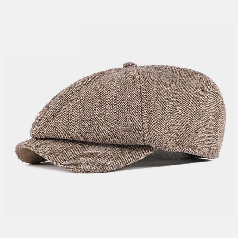 Heren Katoen Britse Stijl Street Trend Streeppatroon Outdoot Retro Forward Hat Baret Hat Achthoekige Hoed