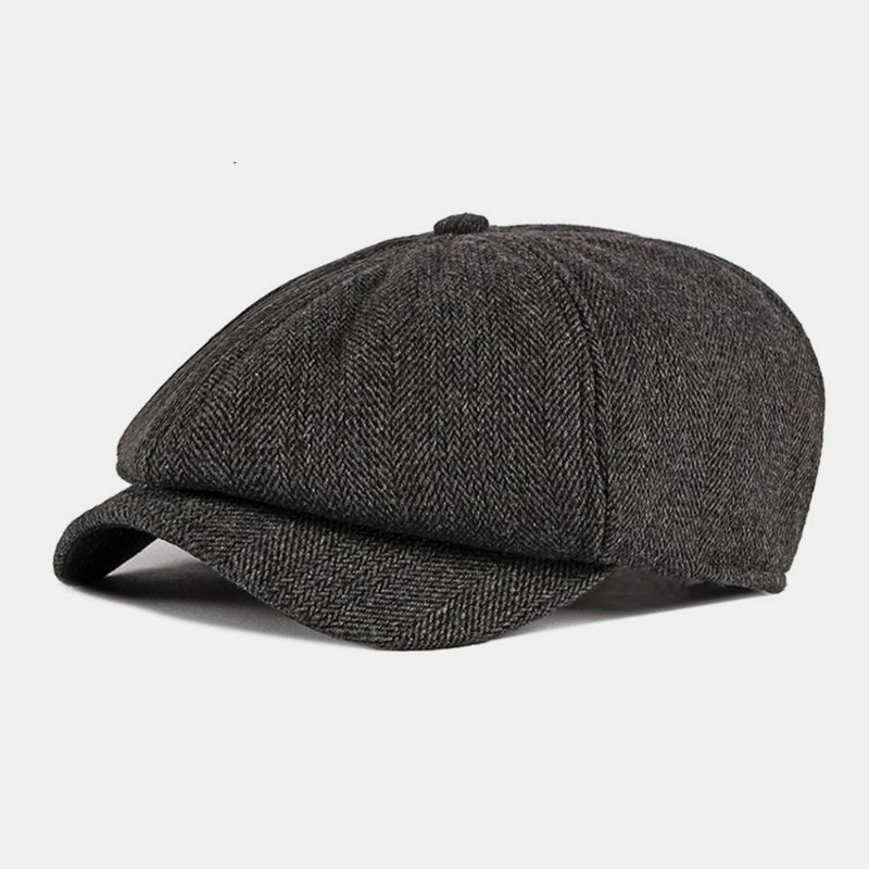 Heren Katoen Britse Stijl Street Trend Streeppatroon Outdoot Retro Forward Hat Baret Hat Achthoekige Hoed