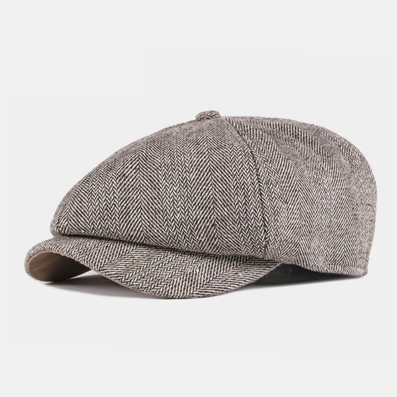 Heren Katoen Britse Stijl Street Trend Streeppatroon Outdoot Retro Forward Hat Baret Hat Achthoekige Hoed