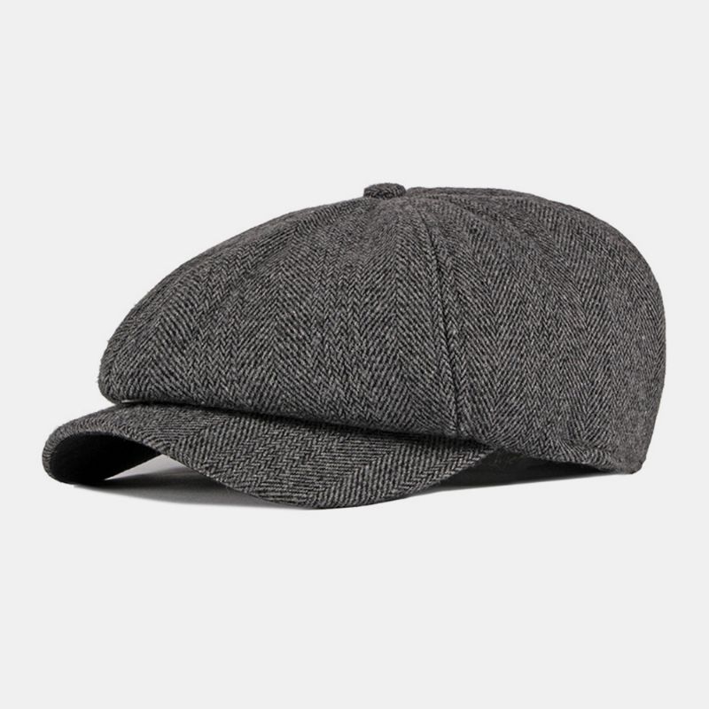 Heren Katoen Britse Stijl Street Trend Streeppatroon Outdoot Retro Forward Hat Baret Hat Achthoekige Hoed