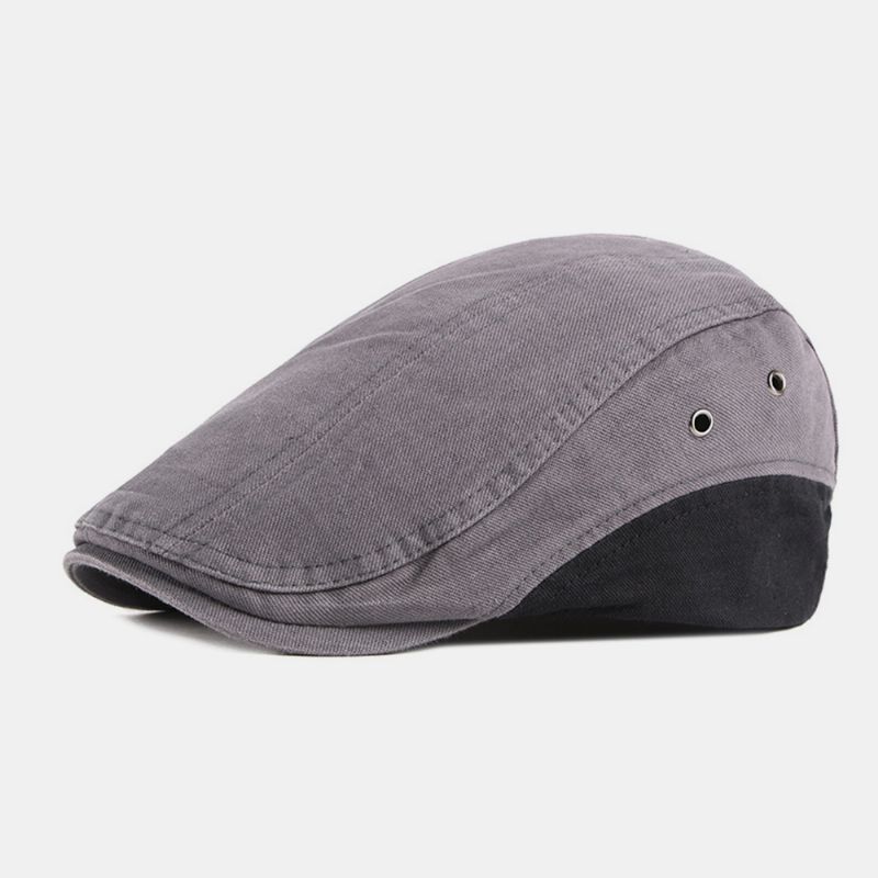 Heren Katoen Patchwork Kleur Britse Stijl Outdoor Casual All-match Zonneklep Forward Hat Baret Hoed