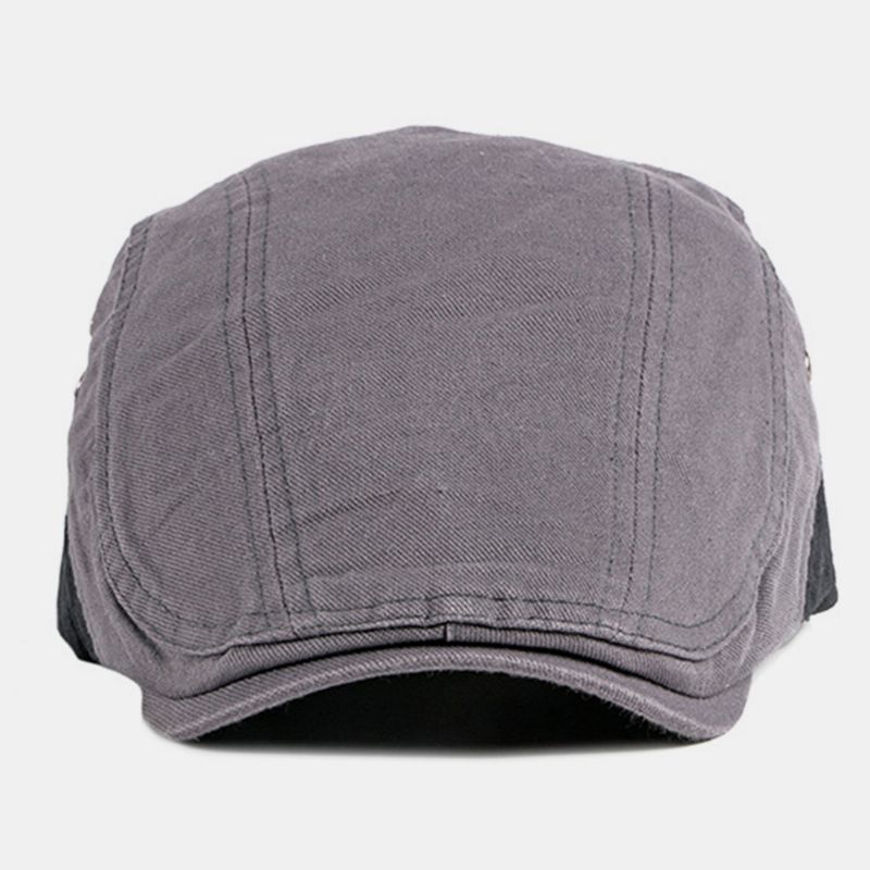 Heren Katoen Patchwork Kleur Britse Stijl Outdoor Casual All-match Zonneklep Forward Hat Baret Hoed