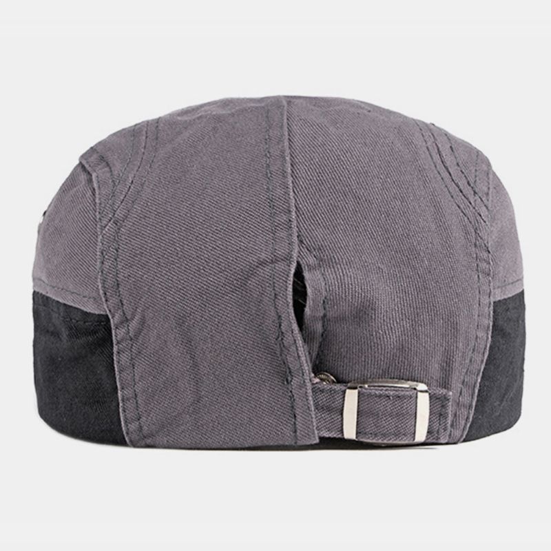 Heren Katoen Patchwork Kleur Britse Stijl Outdoor Casual All-match Zonneklep Forward Hat Baret Hoed