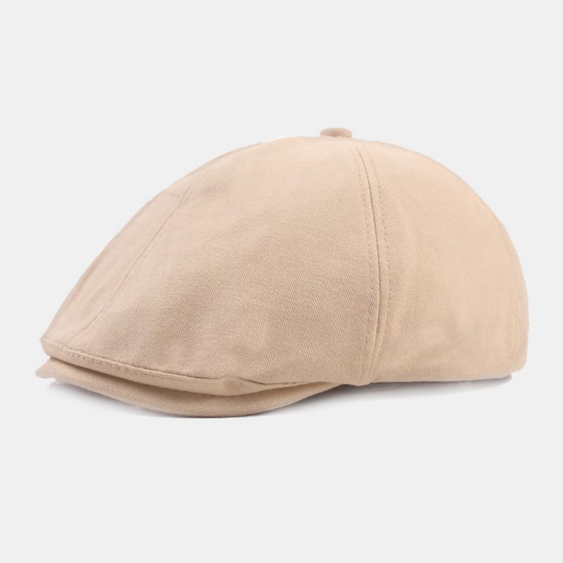 Heren Katoenen Baret Cap Effen Kleur Retro Verstelbare Krantenverkoper Hoed Schilder Hoed Achthoekige Hoed