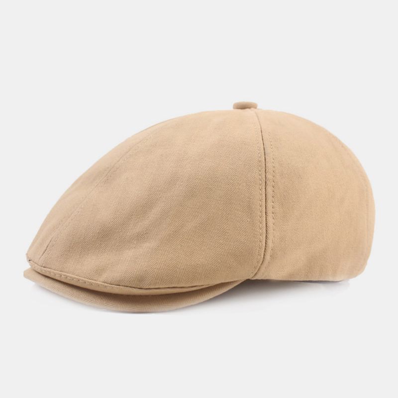 Heren Katoenen Baret Cap Effen Kleur Retro Verstelbare Krantenverkoper Hoed Schilder Hoed Achthoekige Hoed