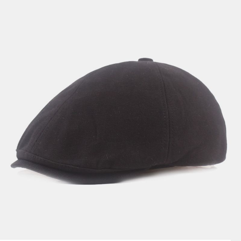 Heren Katoenen Baret Cap Effen Kleur Retro Verstelbare Krantenverkoper Hoed Schilder Hoed Achthoekige Hoed