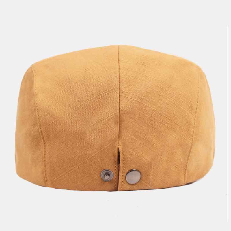 Heren Katoenen Baret Cap Effen Kleur Verstelbare Casual Retro Zonnescherm Forward Cap Platte Hoed