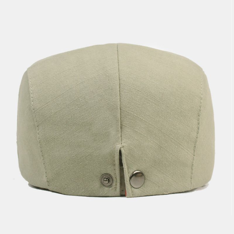 Heren Katoenen Baret Cap Effen Kleur Verstelbare Casual Retro Zonnescherm Forward Cap Platte Hoed