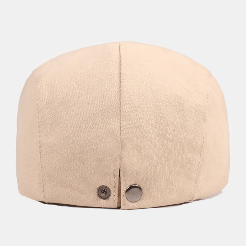 Heren Katoenen Baret Cap Effen Kleur Verstelbare Casual Retro Zonnescherm Forward Cap Platte Hoed