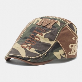 Heren Katoenen Camouflage Brief Borduurpatroon Outdoor Casual Baret Cap Forward Cap Platte Hoed