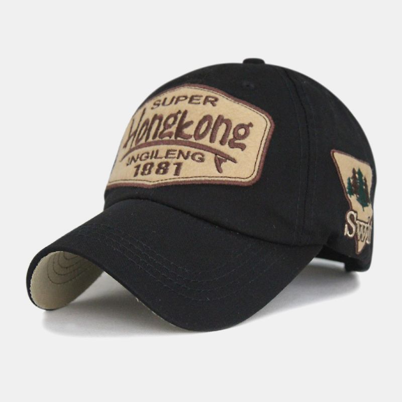 Heren Katoenen Letter Borduurwerk Patch Gepaste Cap Outdoor Casual Zonnebrandcrème Zonnescherm Baseball Cap