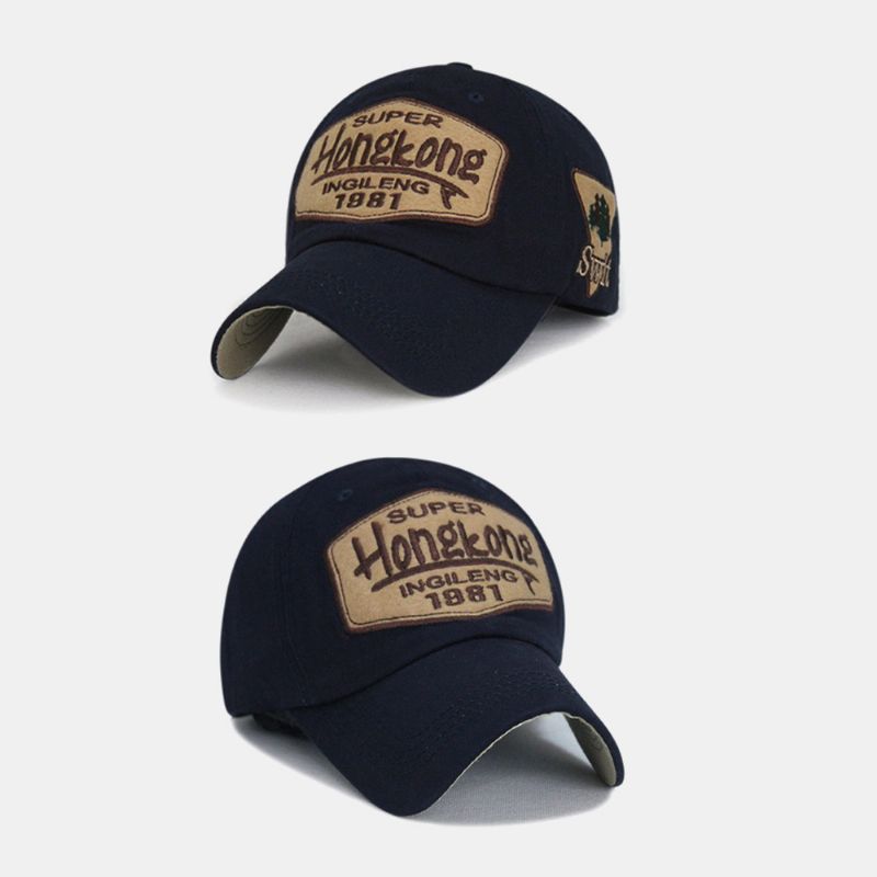 Heren Katoenen Letter Borduurwerk Patch Gepaste Cap Outdoor Casual Zonnebrandcrème Zonnescherm Baseball Cap