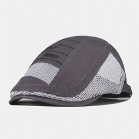 Heren Katoenen Mesh Ademend Casual Retro Zonnescherm Baret Cap Platte Hoed Forward Hat