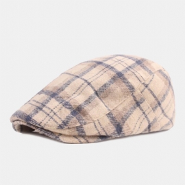 Heren Katoenen Roosterpatroon Dikker Warmte Toevallige Voorwaartse Hoed Baret Platte Cap