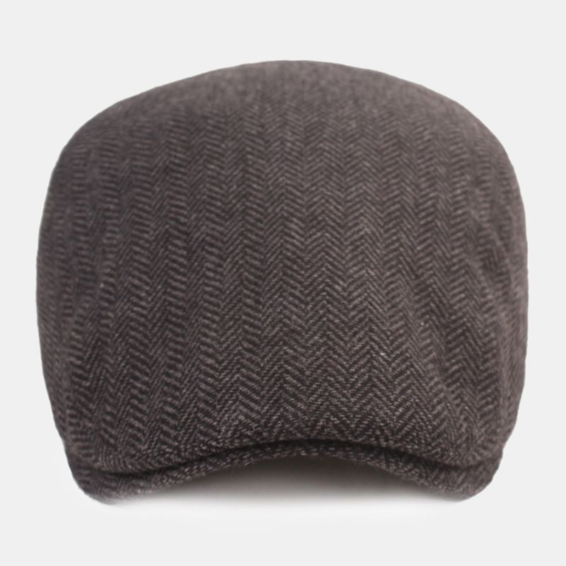 Heren Katoenen Visgraatpatroon Warmte Driver Hat Casual Verstelbare Zonnescherm Forward Hat Baret Platte Cap