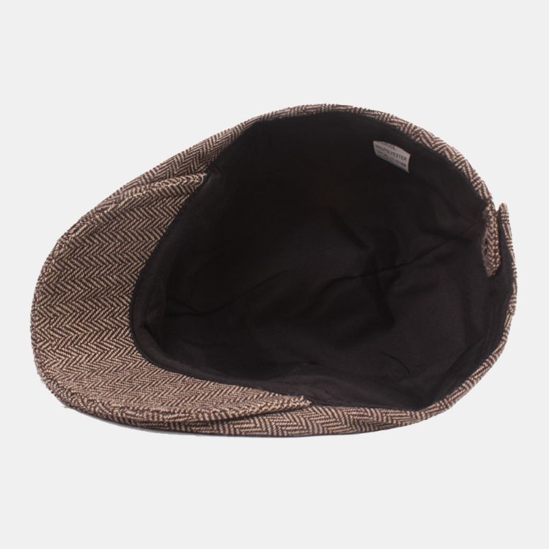 Heren Katoenen Visgraatpatroon Warmte Driver Hat Casual Verstelbare Zonnescherm Forward Hat Baret Platte Cap