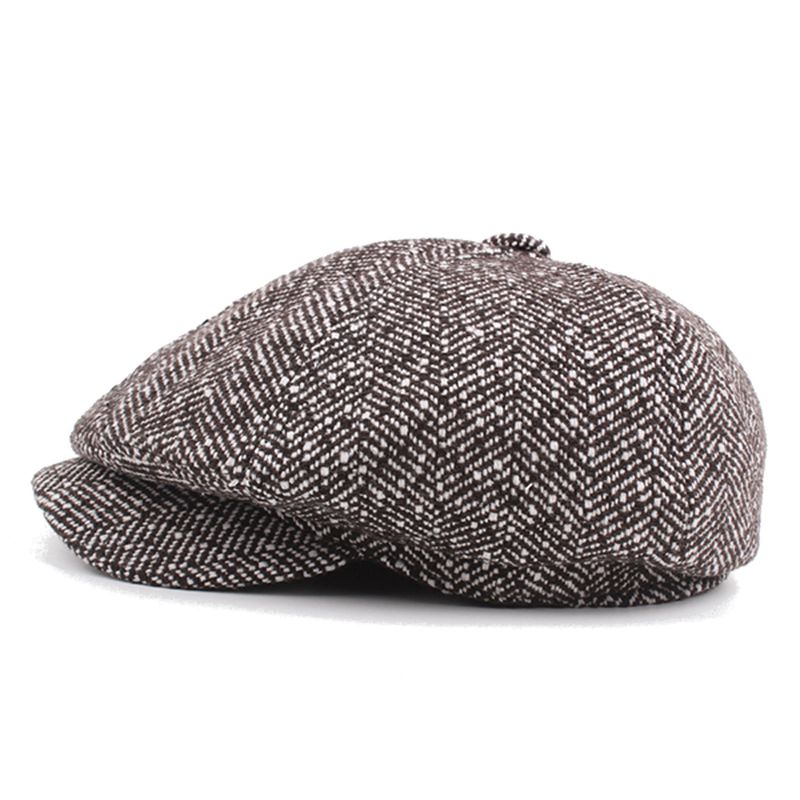 Heren Unisex Vintage Katoenen Achthoekige Pet Winter Streep Gentleman Krantenverkoper Baret Hoed