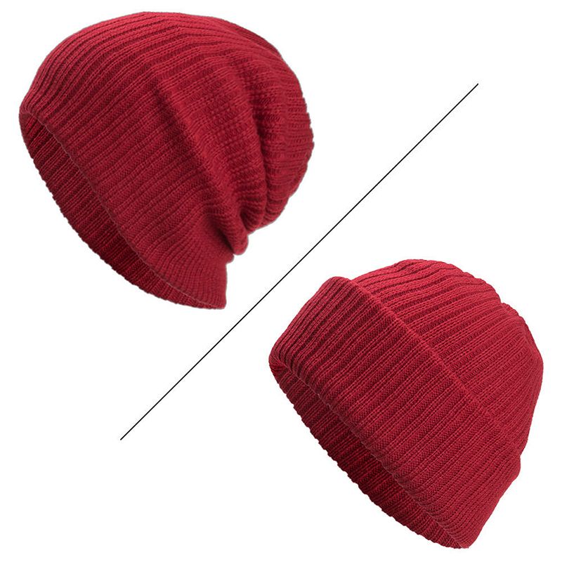 Heren Winter Thicken Brimless Gebreide Muts Slouch Beanie Caps