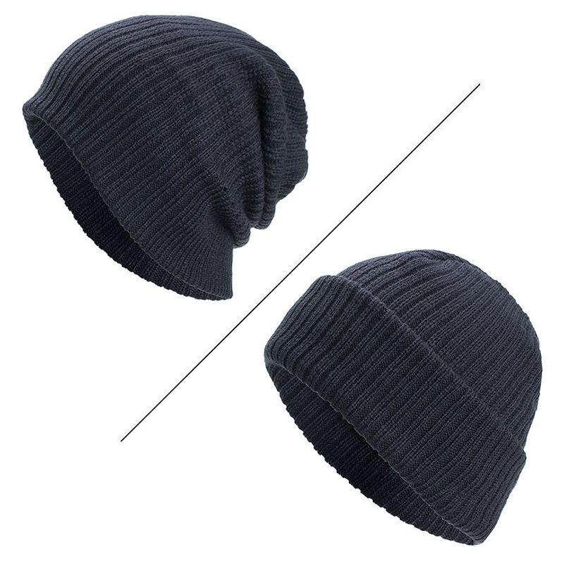 Heren Winter Thicken Brimless Gebreide Muts Slouch Beanie Caps