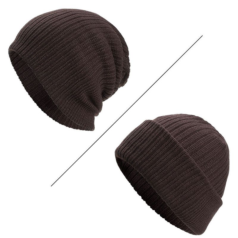 Heren Winter Thicken Brimless Gebreide Muts Slouch Beanie Caps