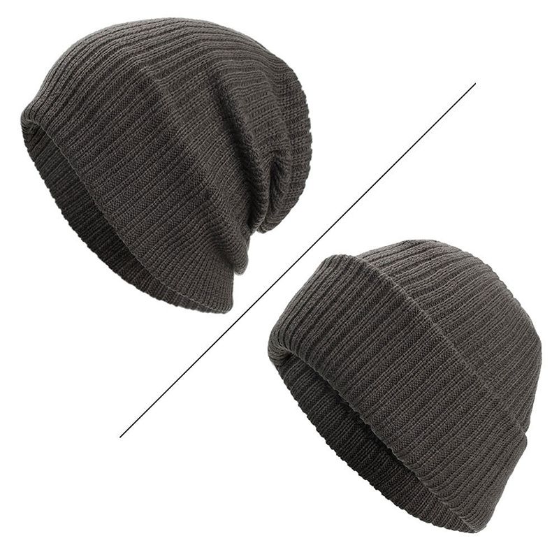 Heren Winter Thicken Brimless Gebreide Muts Slouch Beanie Caps