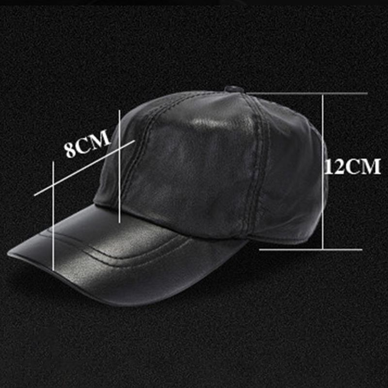 Heren Winter Winddicht Koe Lederen Baseball Cap Mode Outdoor Verstelbare Voorwaartse Hoed