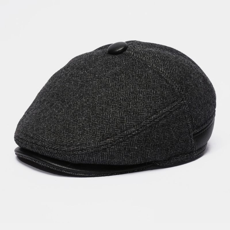 Heren Wolvilt Plus Fluwelen Dikker Oorbescherming Warm Houden Casual Forward Hat Baret Hat