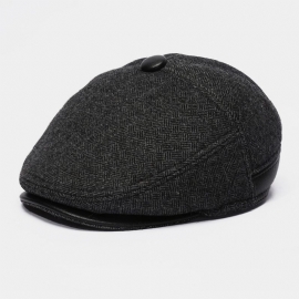 Heren Wolvilt Plus Fluwelen Dikker Oorbescherming Warm Houden Casual Forward Hat Baret Hat