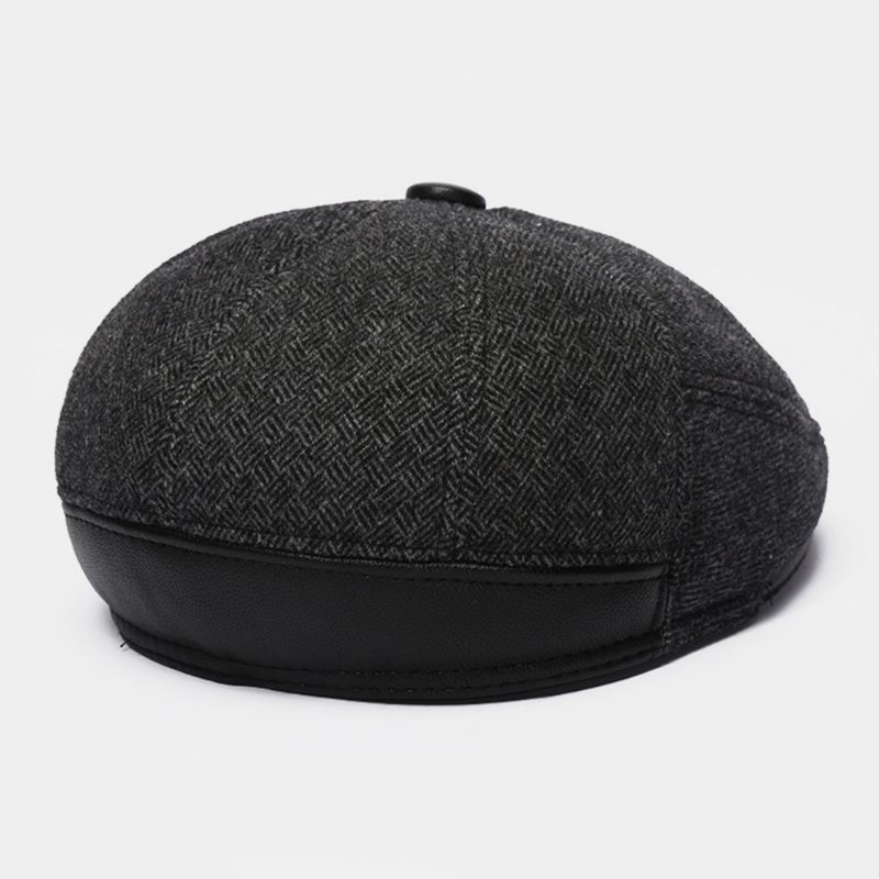 Heren Wolvilt Plus Fluwelen Dikker Oorbescherming Warm Houden Casual Forward Hat Baret Hat