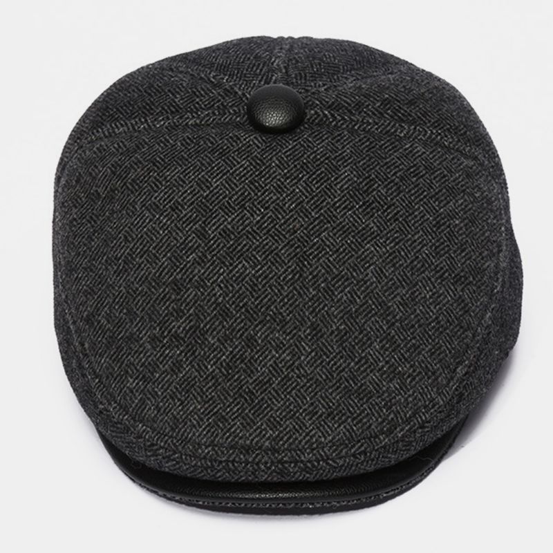 Heren Wolvilt Plus Fluwelen Dikker Oorbescherming Warm Houden Casual Forward Hat Baret Hat