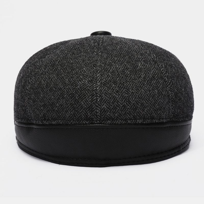 Heren Wolvilt Plus Fluwelen Dikker Oorbescherming Warm Houden Casual Forward Hat Baret Hat