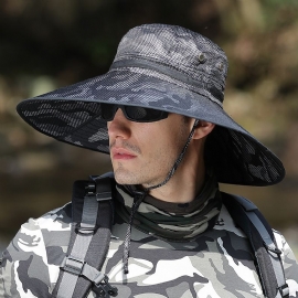 Heren Zomerhoed Outdoor Zonnescherm Camouflage Wandelhoeden Fietsen Vissen Cap Grote Rand Visser Hoed Uv-bescherming