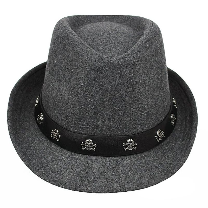 Herenhoed Britse Retro Skull And Crossbones Wollen Kleine Jazz Cap