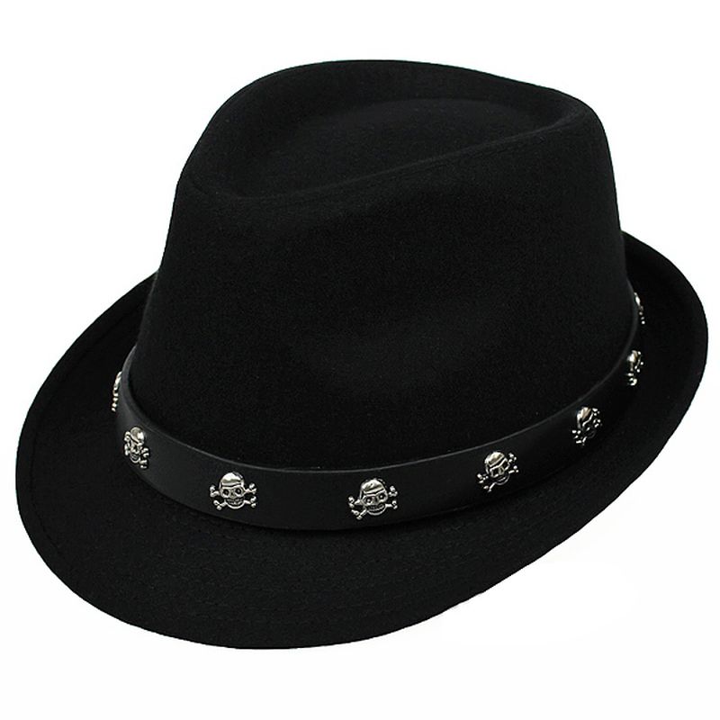 Herenhoed Britse Retro Skull And Crossbones Wollen Kleine Jazz Cap