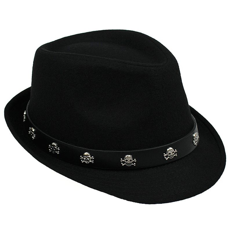 Herenhoed Britse Retro Skull And Crossbones Wollen Kleine Jazz Cap