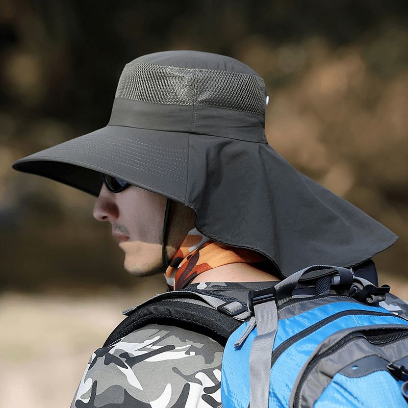 Hoed Mannelijke Zomer Zonneklep Visser Hoed Outdoor Klimmen Zonnehoed Neck Guard Zonnehoed Anti-ultraviolet Vissen Hoed