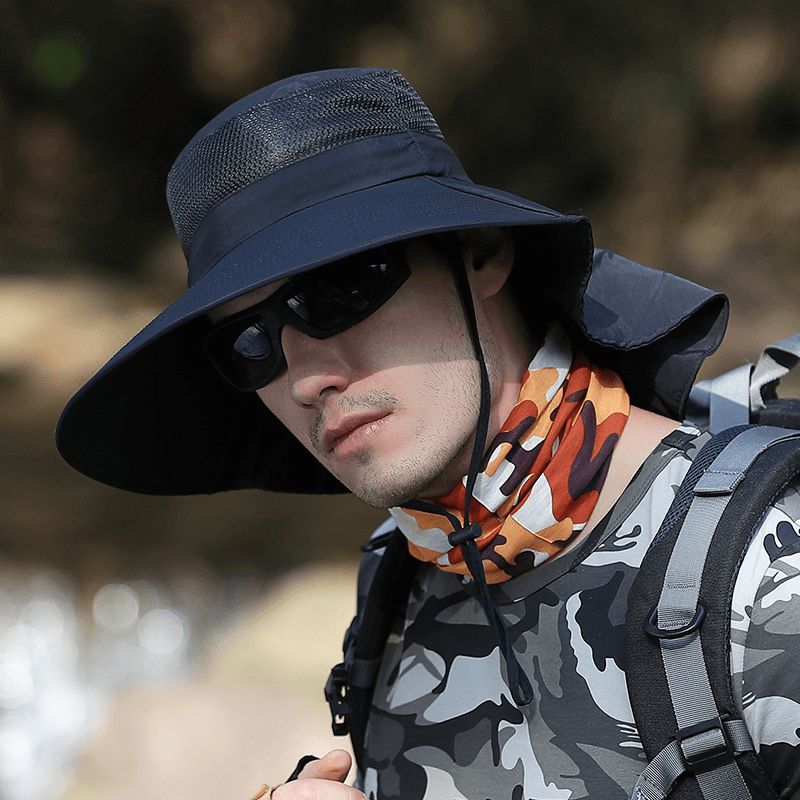 Hoed Mannelijke Zomer Zonneklep Visser Hoed Outdoor Klimmen Zonnehoed Neck Guard Zonnehoed Anti-ultraviolet Vissen Hoed