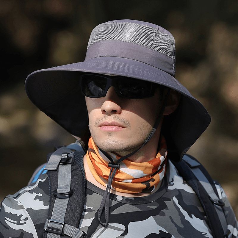 Hoed Mannelijke Zomer Zonneklep Visser Hoed Outdoor Klimmen Zonnehoed Neck Guard Zonnehoed Anti-ultraviolet Vissen Hoed