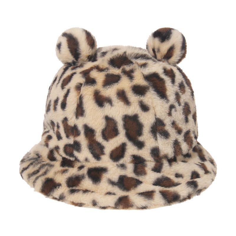 Luipaardprint Bear Ear Ball Pluche Vissershoed