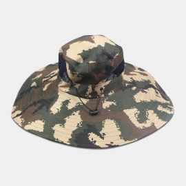 Mannen Camouflage Mesh Ademend Grote Rand Outdoor Vissen Klimmen Zonnescherm Emmer Hoed