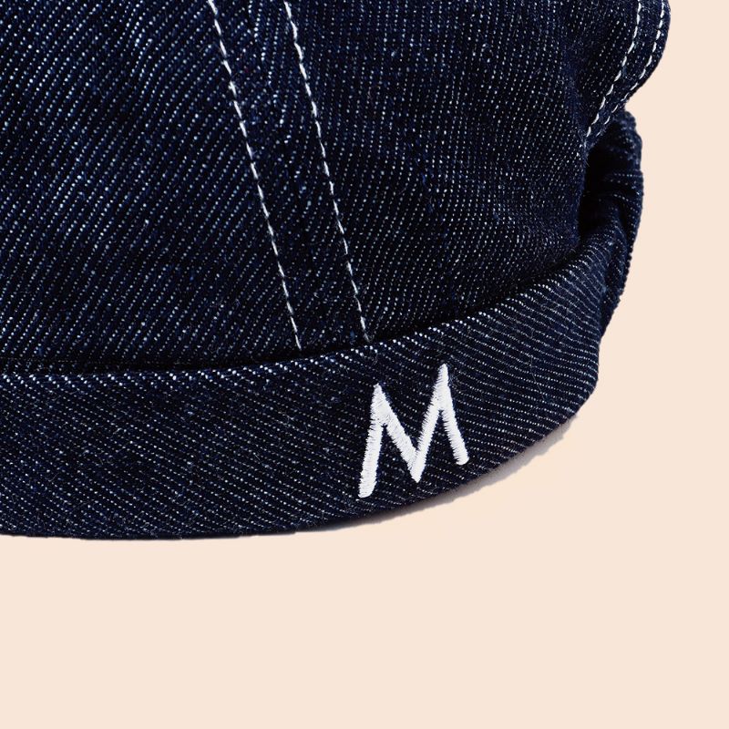 Mannen Denim Koepel Brief Borduurwerk Verhuurder Cap Hip Hop Zomer Zonnescherm Verstelbare Brimless Beanie Skull Cap