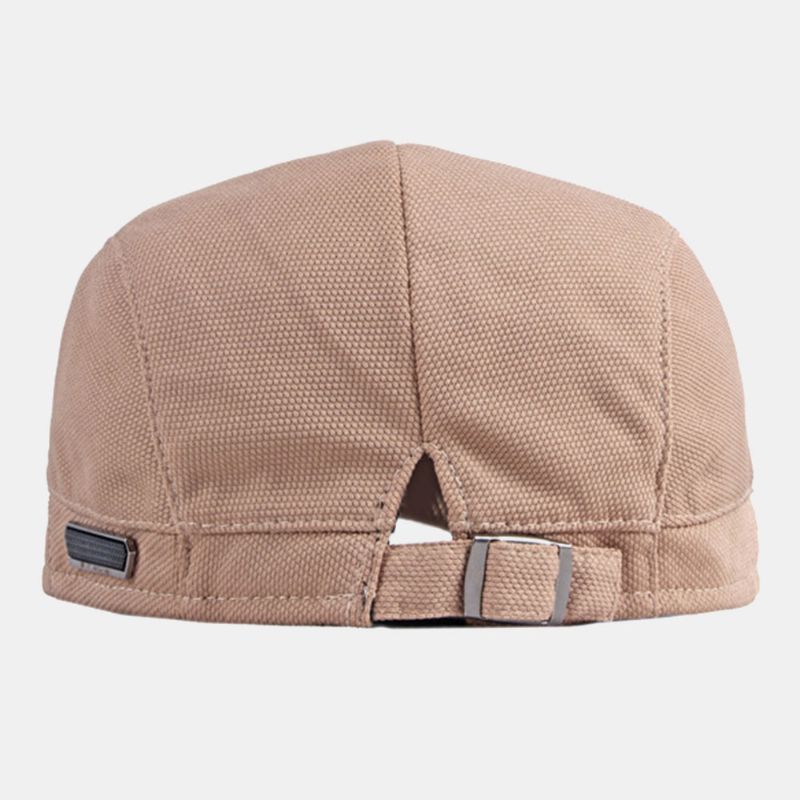 Mannen Effen Kleur Mesh Ademende Baret Cap Britse Retro Verstelbare Metalen Label Schilder Cap Forward Cap Platte Hoed