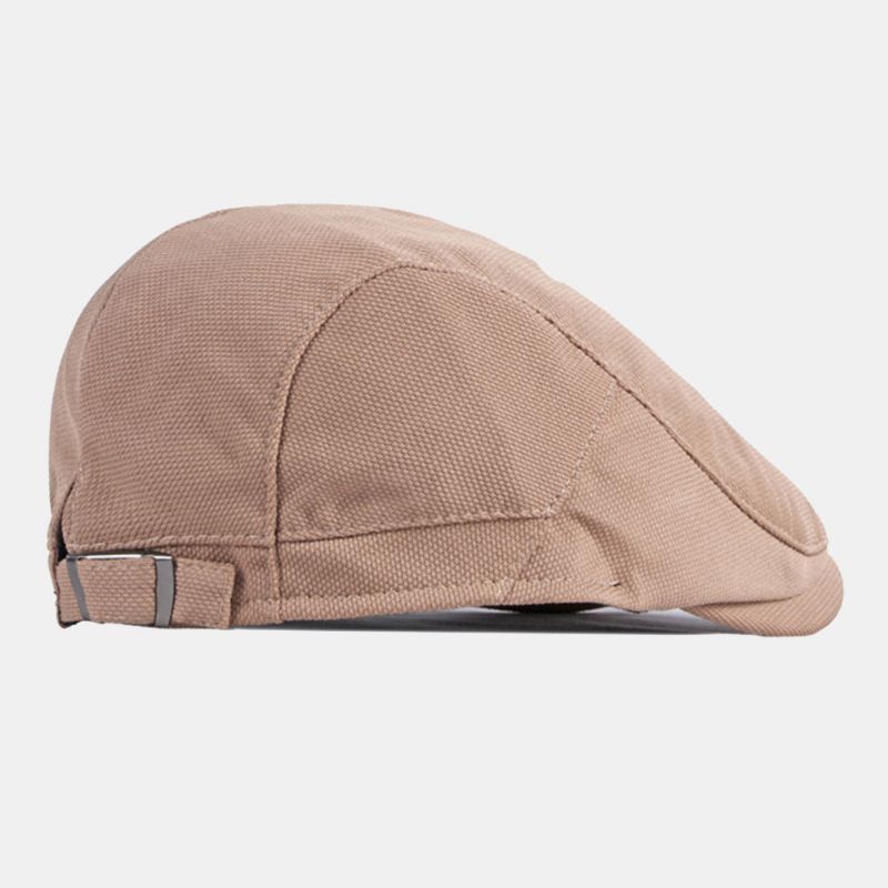 Mannen Effen Kleur Mesh Ademende Baret Cap Britse Retro Verstelbare Metalen Label Schilder Cap Forward Cap Platte Hoed