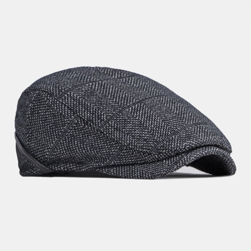 Mannen Effen Kleur Oorbescherming Oorbeschermers Ontwerp Winddicht Platte Hoed Britse Retro Dikker Warme Baret Cap Forward Hat