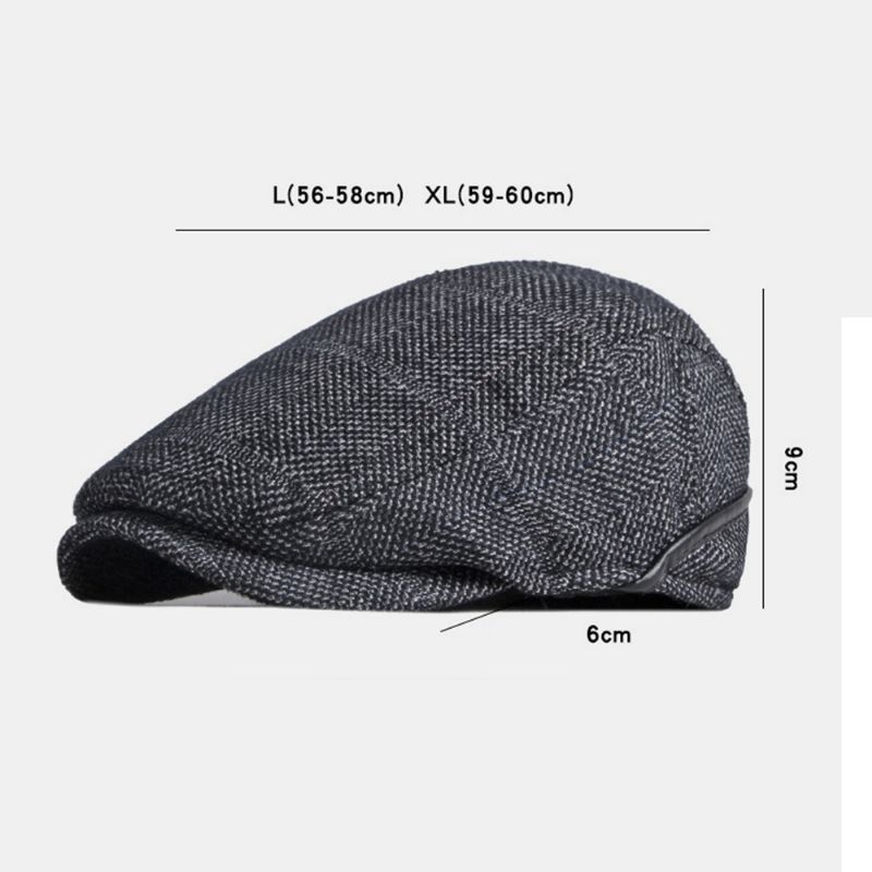 Mannen Effen Kleur Oorbescherming Oorbeschermers Ontwerp Winddicht Platte Hoed Britse Retro Dikker Warme Baret Cap Forward Hat